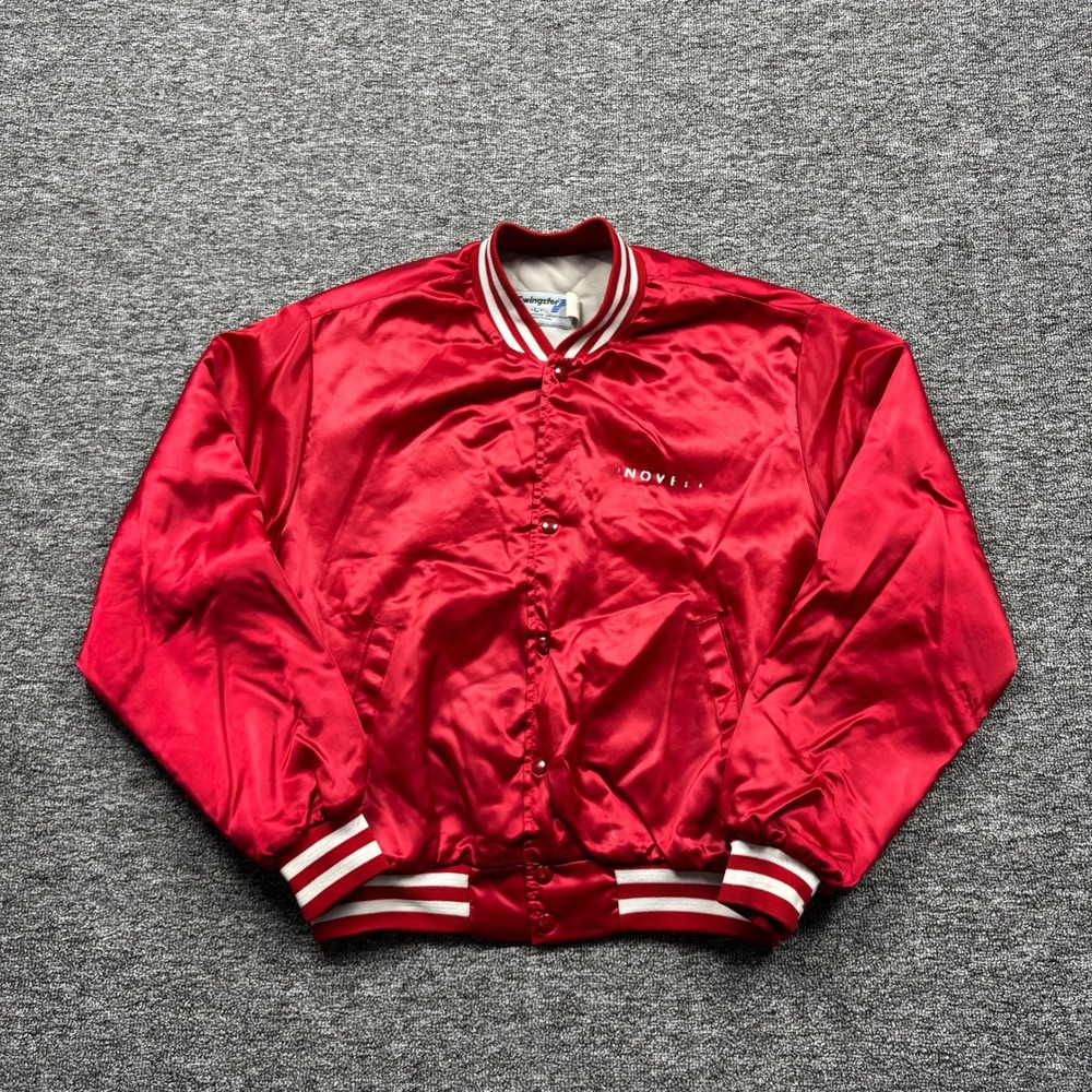 Vintage 1980s Swingster Sportswear‎ Varsity Satin Red Bomber Jacket Size Large